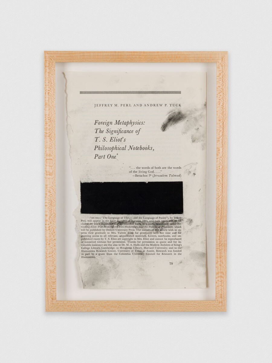 Bethany Collins; Untitled (Foreign Metaphysics: The Significance of TS Eliot’s Philosophical Notebooks, Part One); 2023
