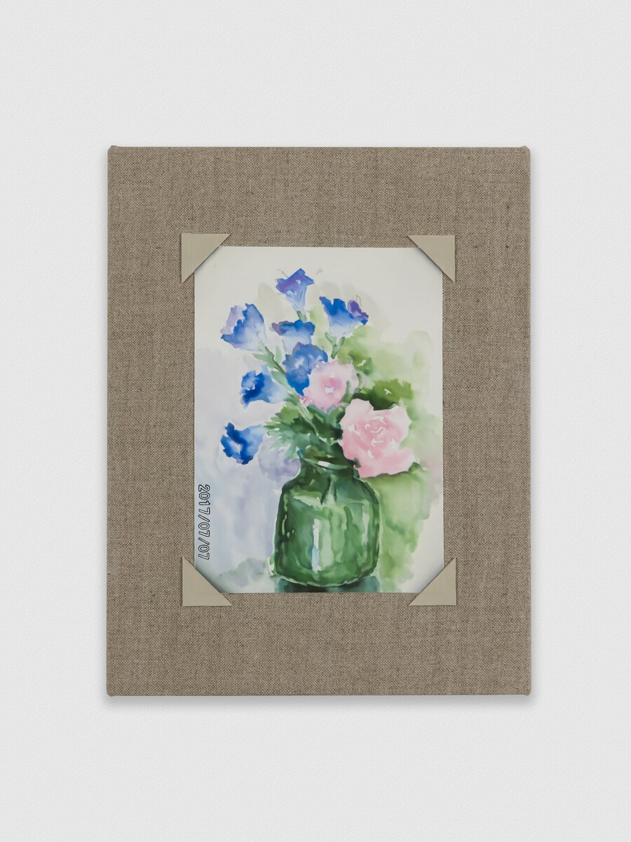 Mika Horibuchi; Watercolor of a Morning Glory and Pink Rose Bouquet; 2023