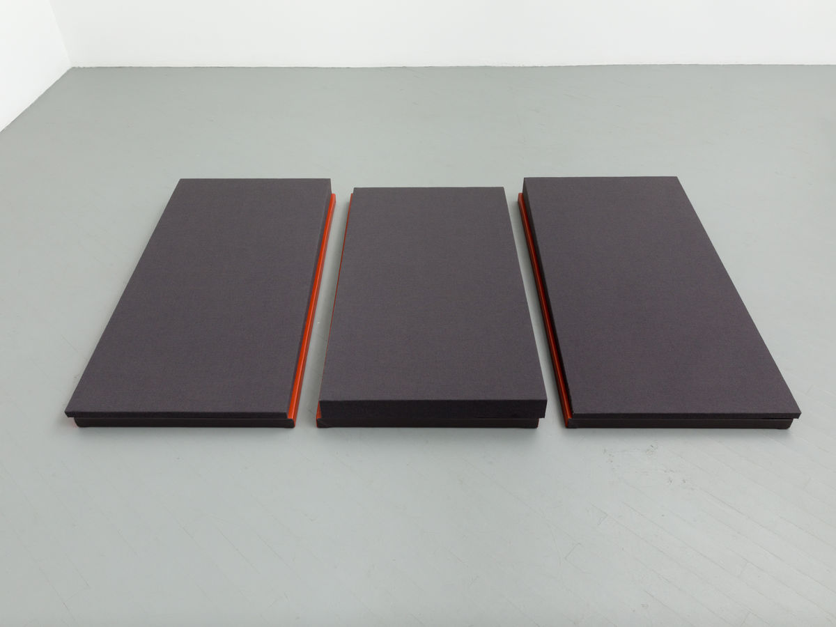 Jennie C. Jones; Wedge / crushed Cords (Charcoal and Oxide); 2020
