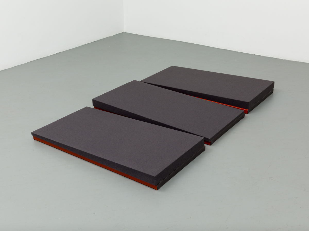 Jennie C. Jones; Wedge / crushed Cords (Charcoal and Oxide); 2020