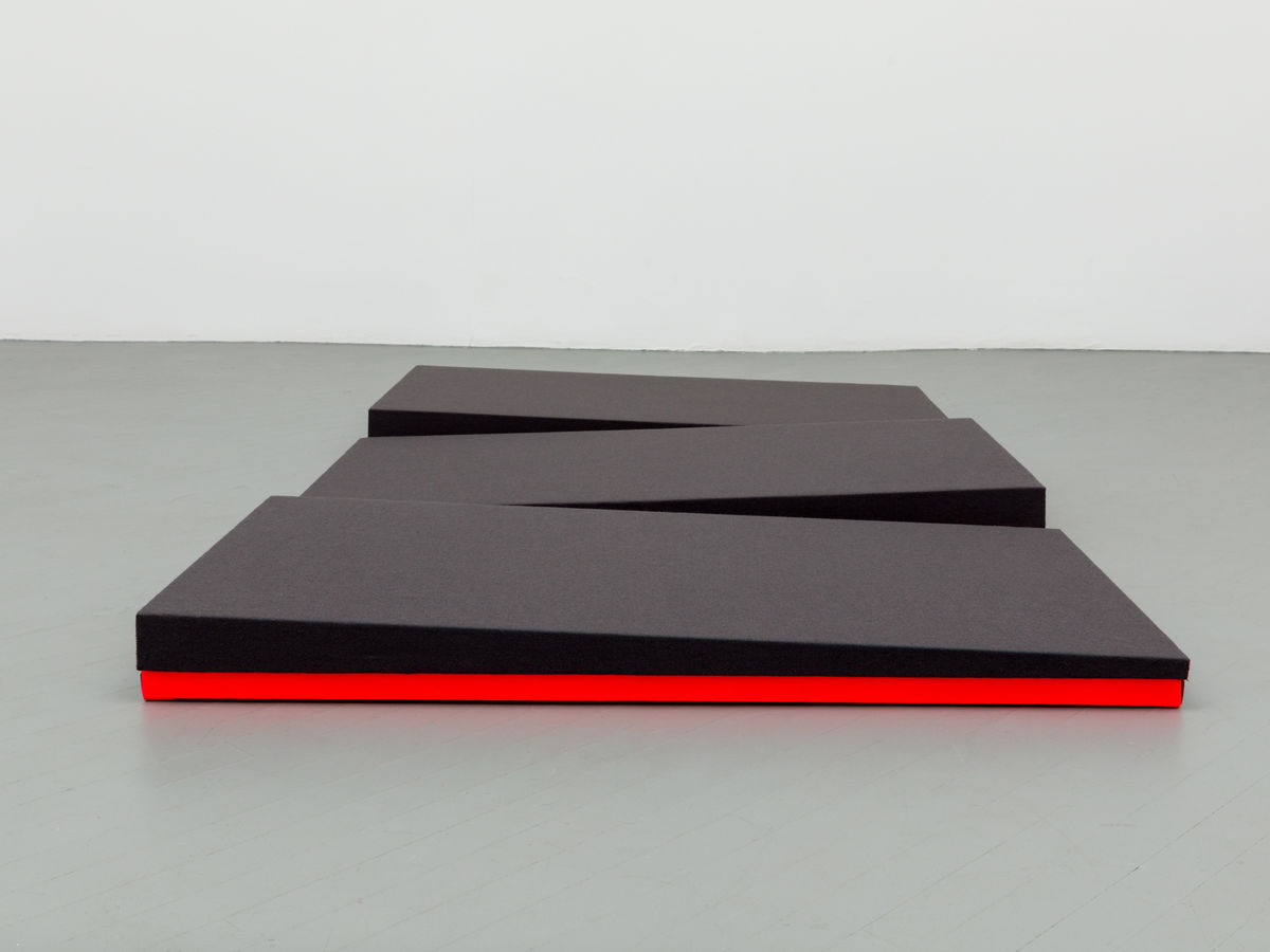 Jennie C. Jones; Wedge / crushed Cords (Charcoal and Oxide); 2020