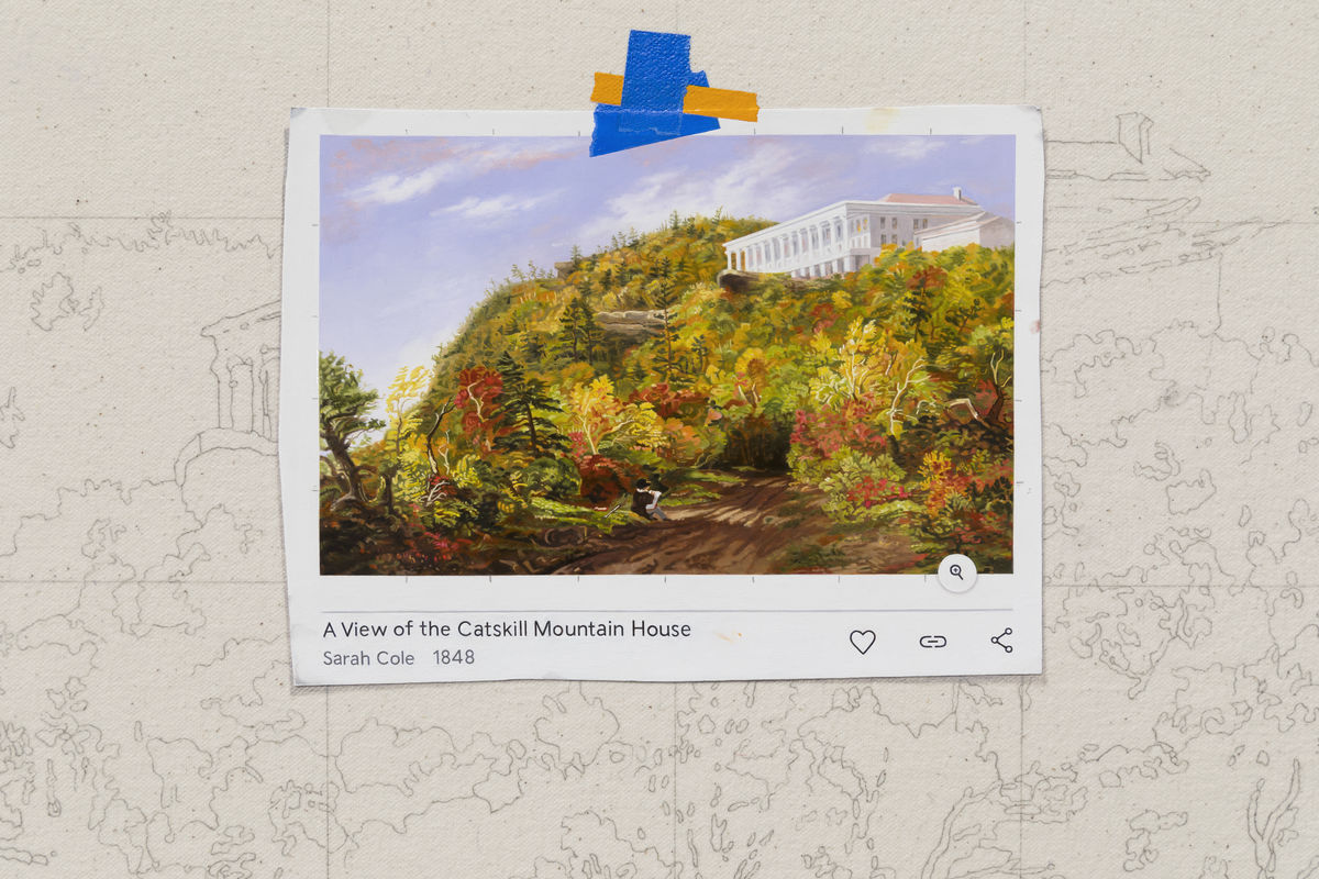 Anna Plesset; Value Study 1: A View of the Catskill Mountain House / Copied from a picture by S. Cole copied from a picture by T. Cole / 1848; 2020