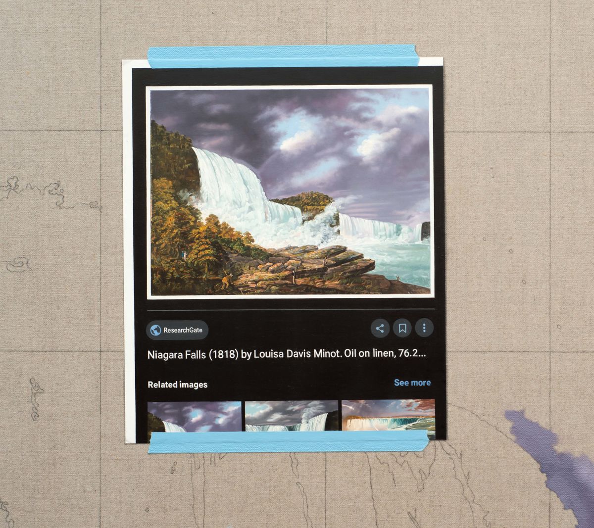 Anna Plesset; Value Study 2: Niagara Falls / Copied from a picture by Minot / 1818; 2021